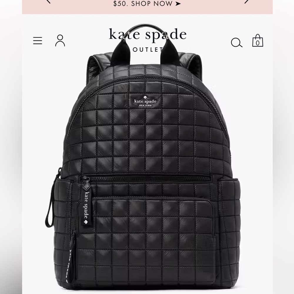 Kate Spade Black Quilted Backpack